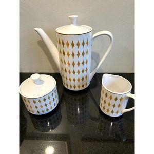 Mikasa China SAFARI 3072-Coffee/Tea Pot, Sugar Bowl, Creamer cup-Vintage